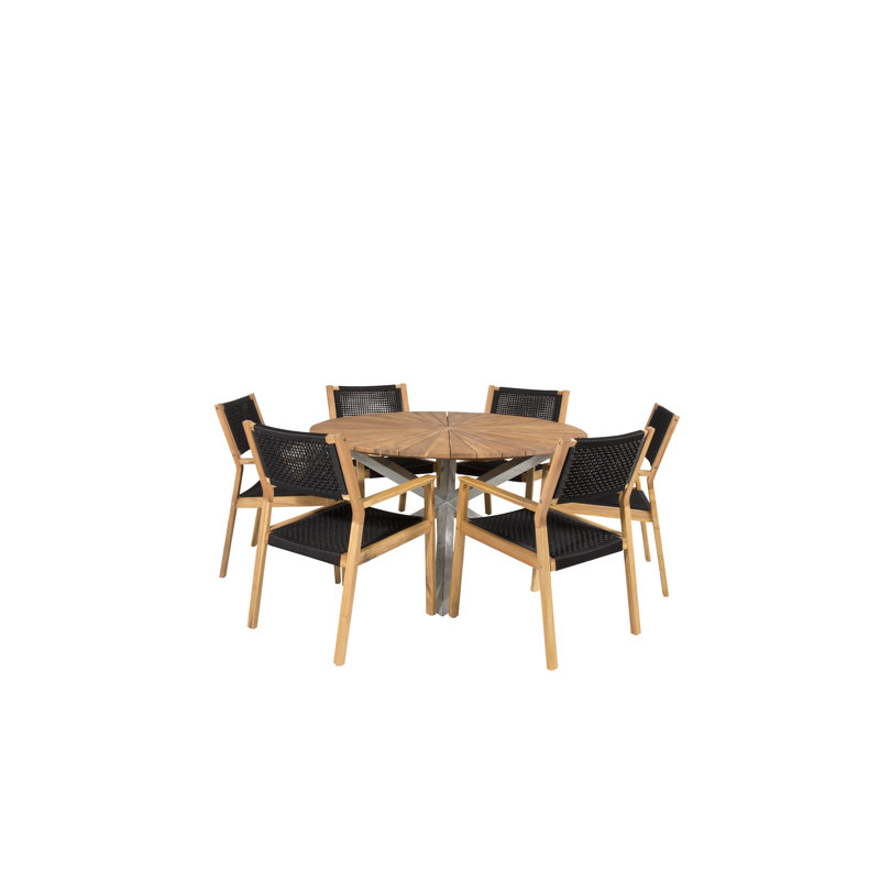 Orion 6 - Person Acacia Patio Dining Set with Round Table