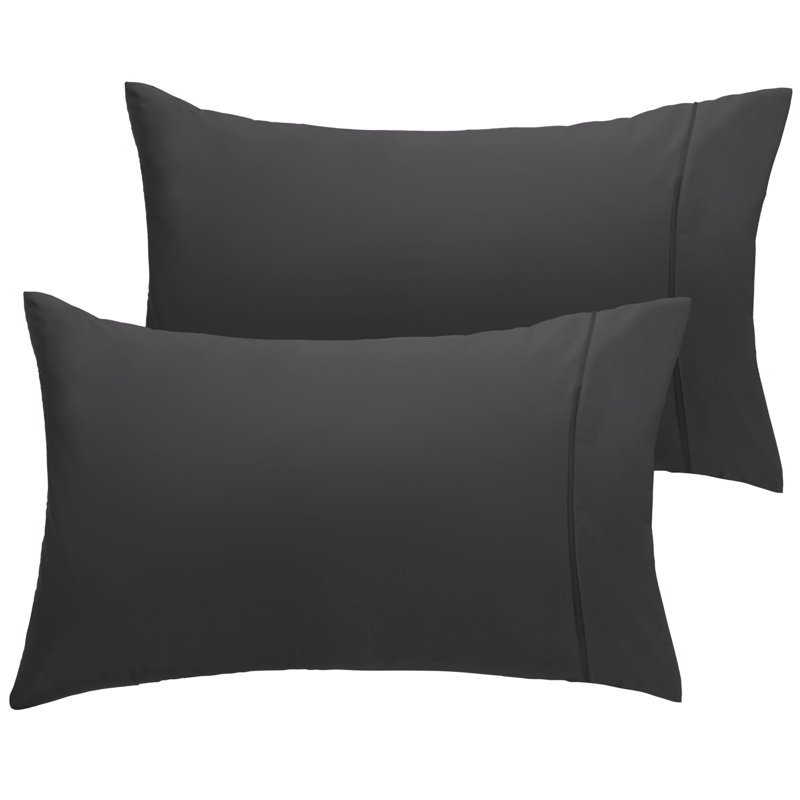 LuxClub 2 PC Grey King Performance Microfiber Solid Pillowcase Set, Gray, King Pillowcase
