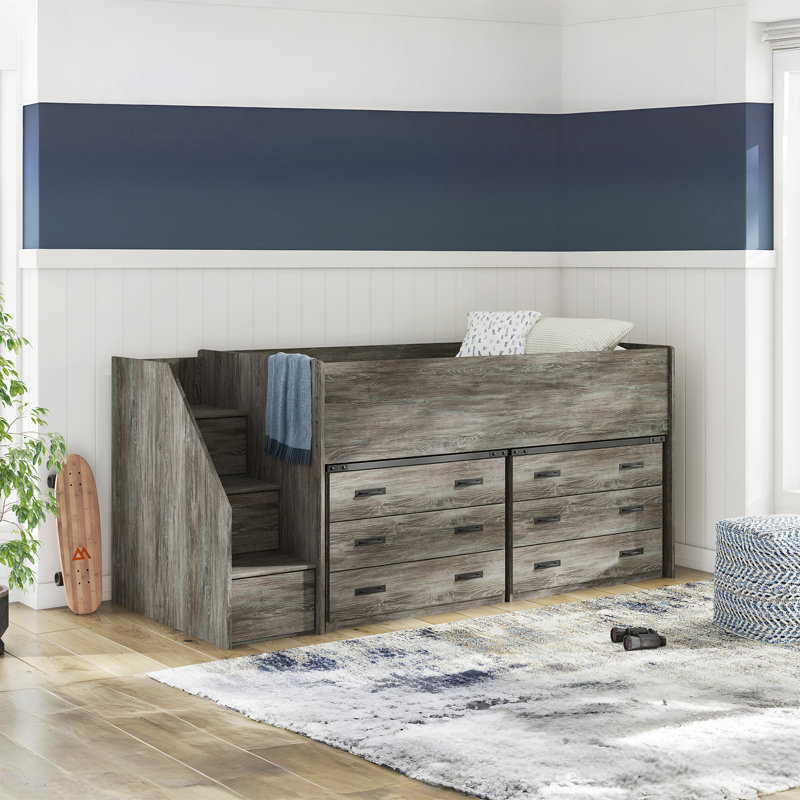 Hafizur Twin Loft Bed With Drawer Storage