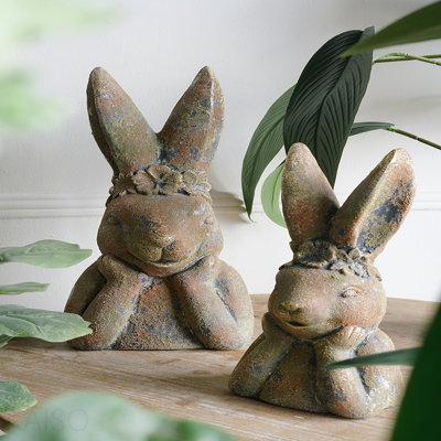 6.7x5.9x15.2" Antique Rabbit Figurine