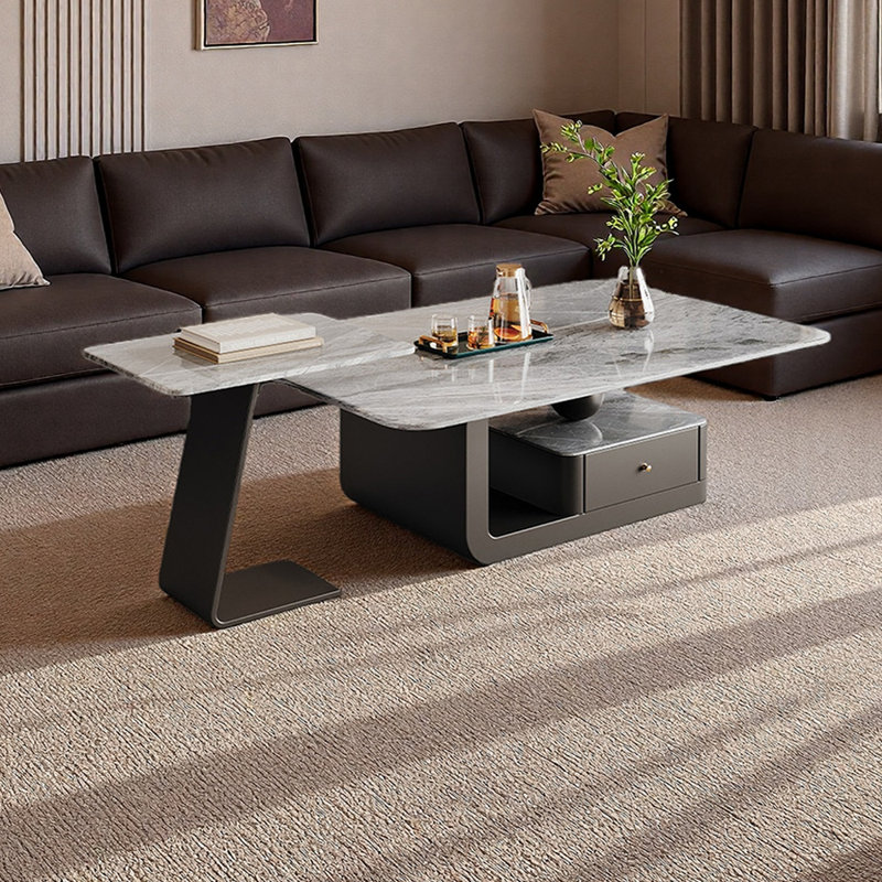 Ensemble de tables basses avec tiroir Minimalisme, H 16,53 po x L 27,55 po x l 51,18 po, Black, Gris
