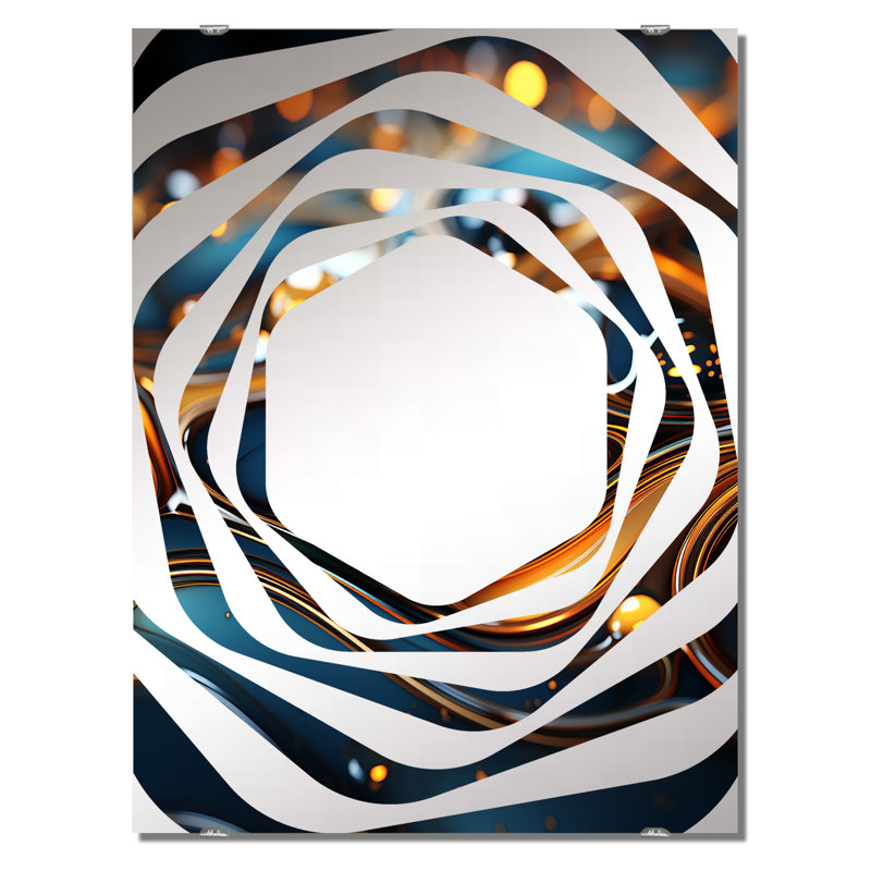 Srinithi - Grand miroir mural fractal abstrait, 40 po x 30 po