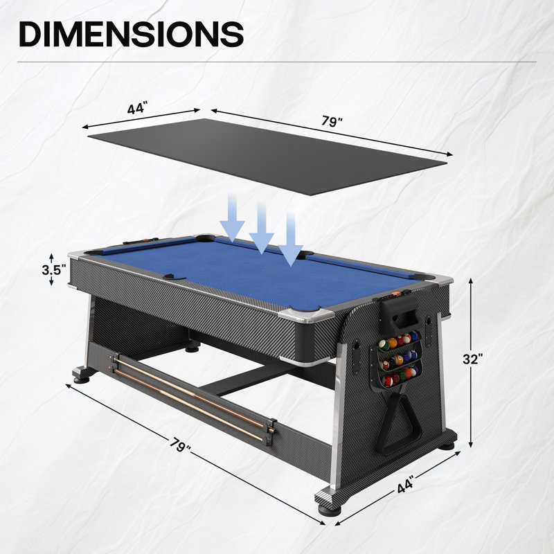 79''x44'' 4-in-1 Multi-Function Pool Table