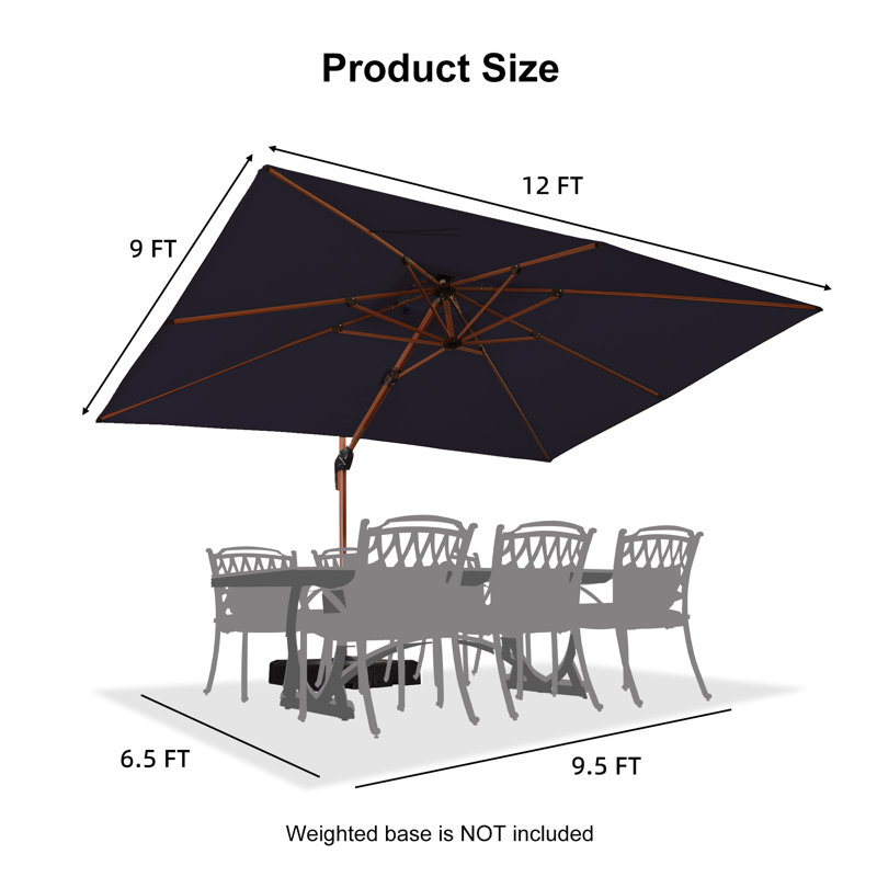 Parasol en porte-à-faux rectangulaire double 9 pi x 12 pi, Marine