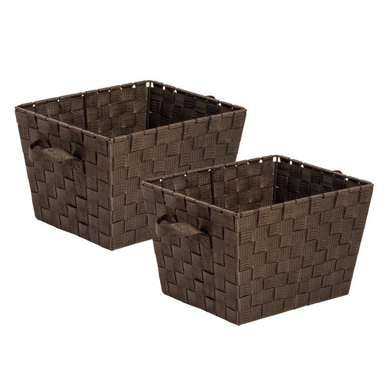 Ensemble de paniers en plastique tissé, Espresso