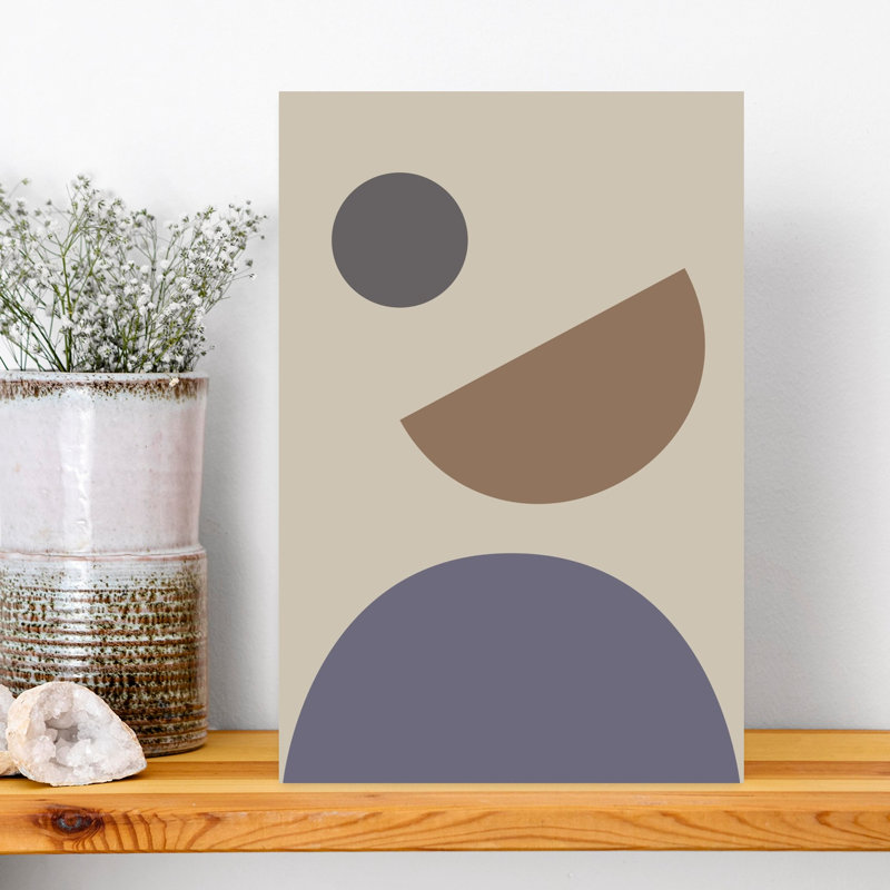 Reproduction d'art géométrique contemporain abstrait de formes géométriques discrètes, H 18 po x l 12 po