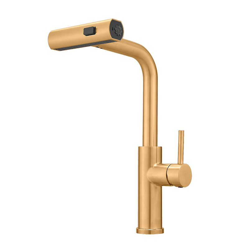 Kitchen Sink Faucet, Kitchen Faucets With Pull Out Sprayer, Bar Faucet Single Hole Faucet, Brushed Gold