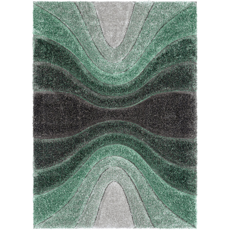 San Francisco Green/Black/Grey Rug, Rectangle 120 x 160cm