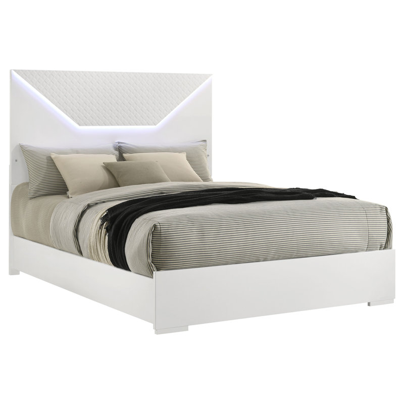 Tête de lit à panneau DEL Tonay blanc ultrabrillant, Blanc, Grand