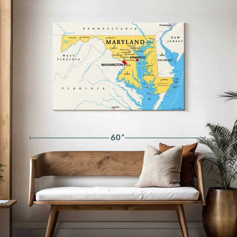 Carte d'Aliaz, Maryland, H 30 po x l 45 po