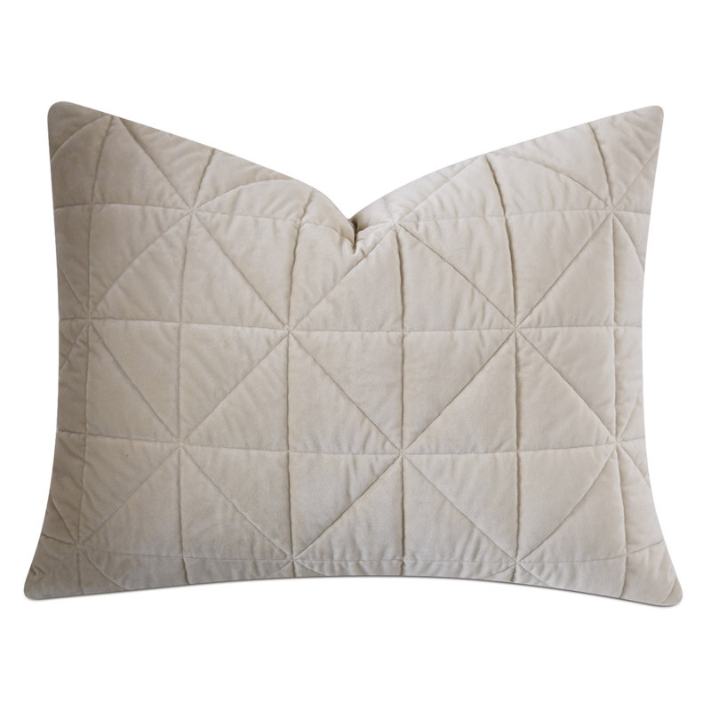 Nova Quilted Velvet Sham, Ivory, Standard