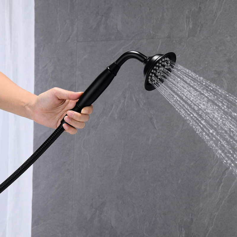 Douche de baignoire autoportante noire matte - avec douchette de 59 po pour remplissage polyvalent avec poignée en métal et installation au sol