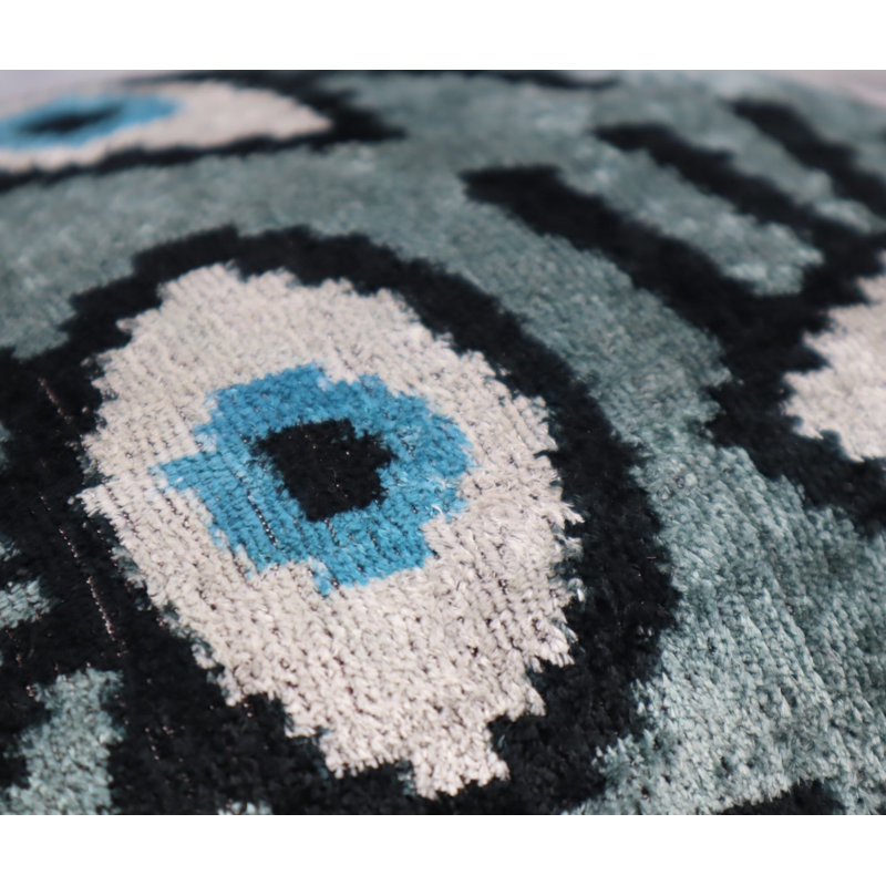 Coussin décoratif géométrique, 16 po x 16 po, Carré, Gris / bleu