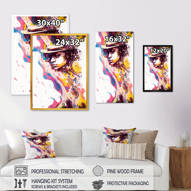 «Hollywood Musician IV», reproduction sur toile, H 32 po x l 16 po x P 1 po, Toile tendue