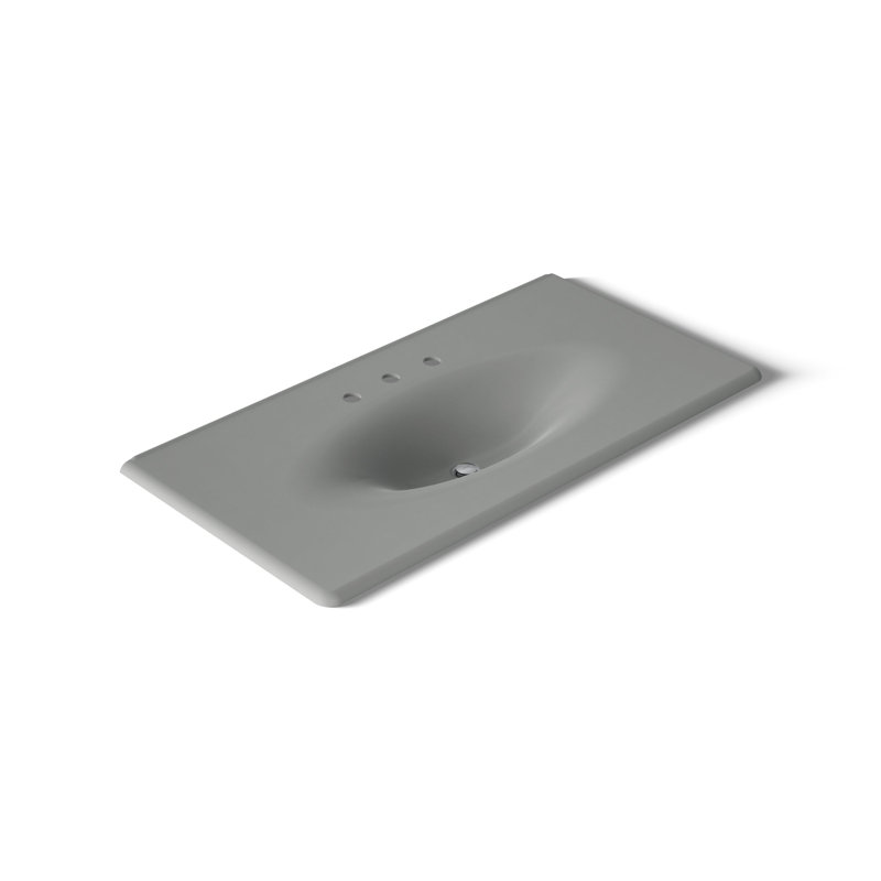 Dessus de salle de bain simple 44 po meuble-lavabo Iron Impressions, Basalte, Centres de 8 po