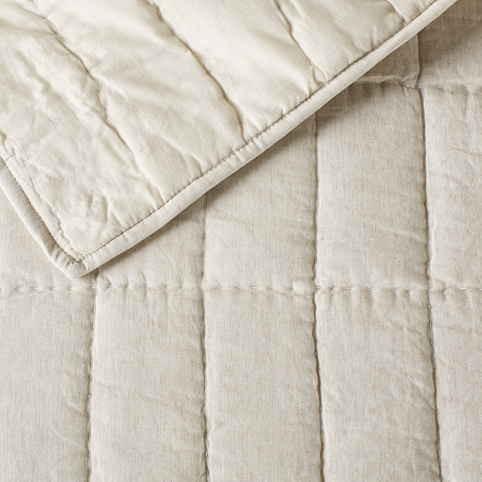 Fielder Linen Quilt Set, King Quilt, Natural