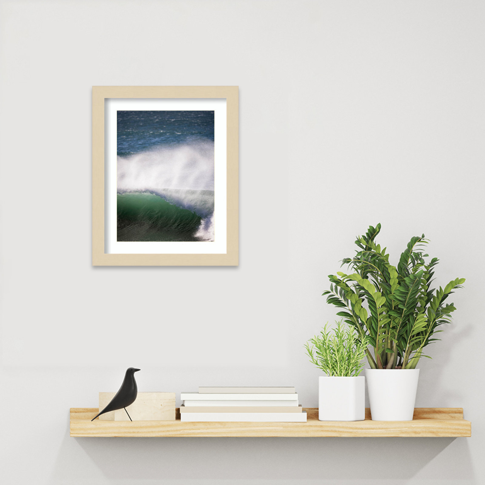 Tube Wave by Shot by Clint Wood Framed Wall Art Print, Brown , 13" H x 11" W