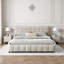 Grand lit tapissier avec tissu chenille, tête de lit, structure solide et tiroirs de rangement-562009722