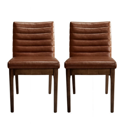 Chaise de salle à manger rembourrée avec pieds en caoutchouc (ensemble de 2)