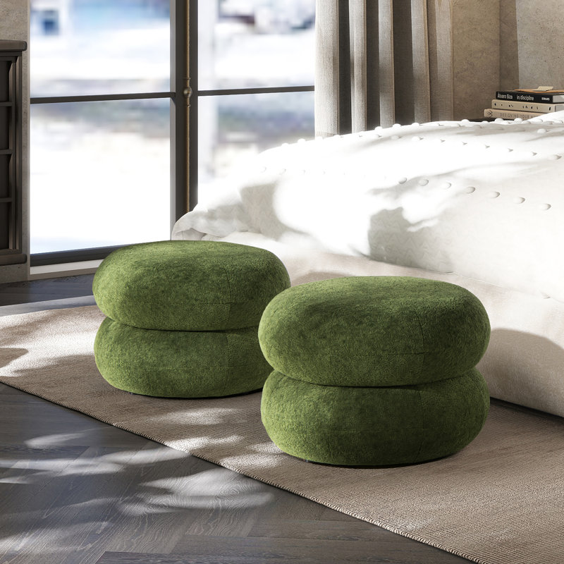 Repose-pieds bas rembourré 19,5 po Maryport, Ours en peluche vert