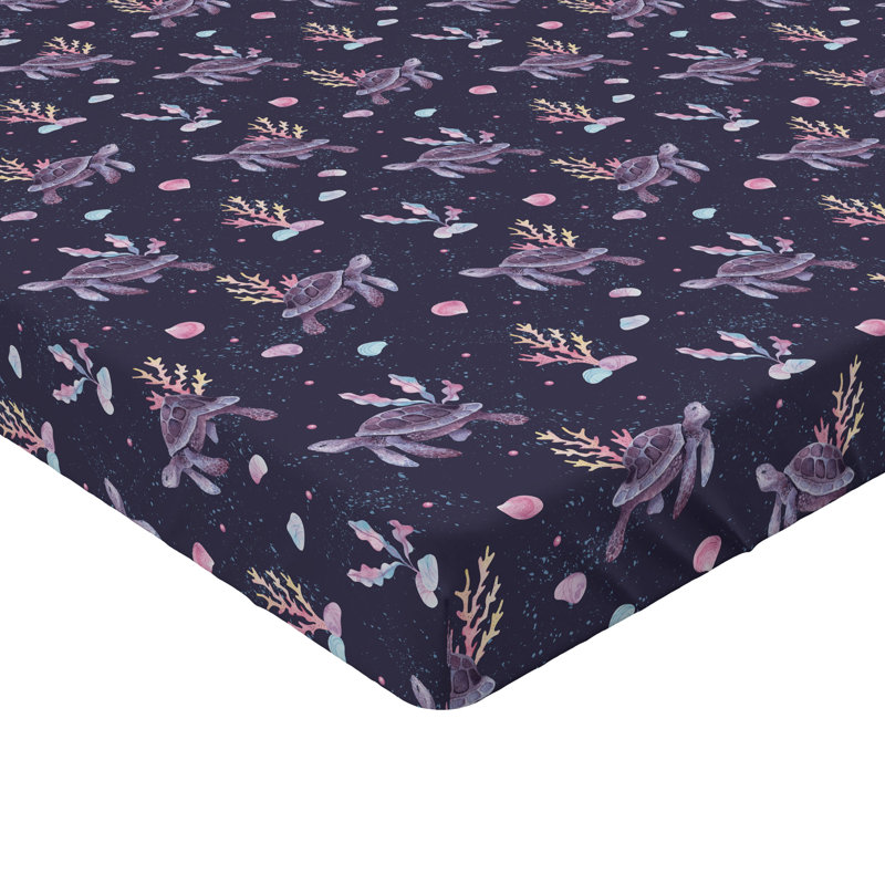 Drap-housse bleu marine Ambesonne Caretta, Drap-housse de taille très grand