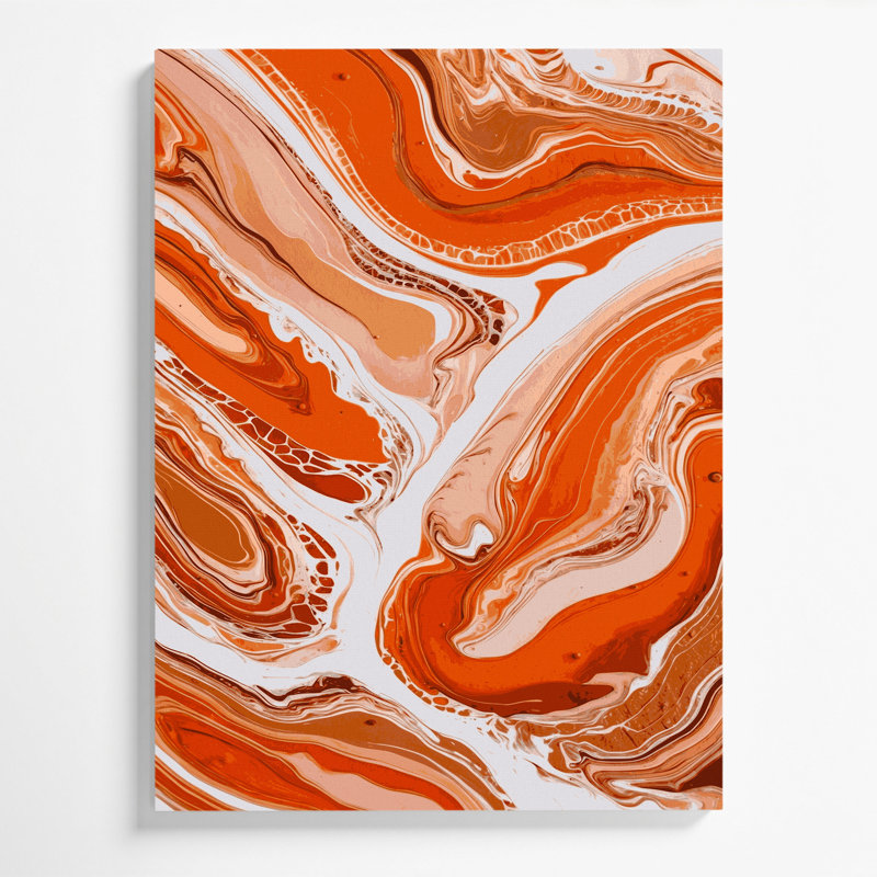 Abstrait art fluide sur toile brune 53, H 14 po x l 11 po