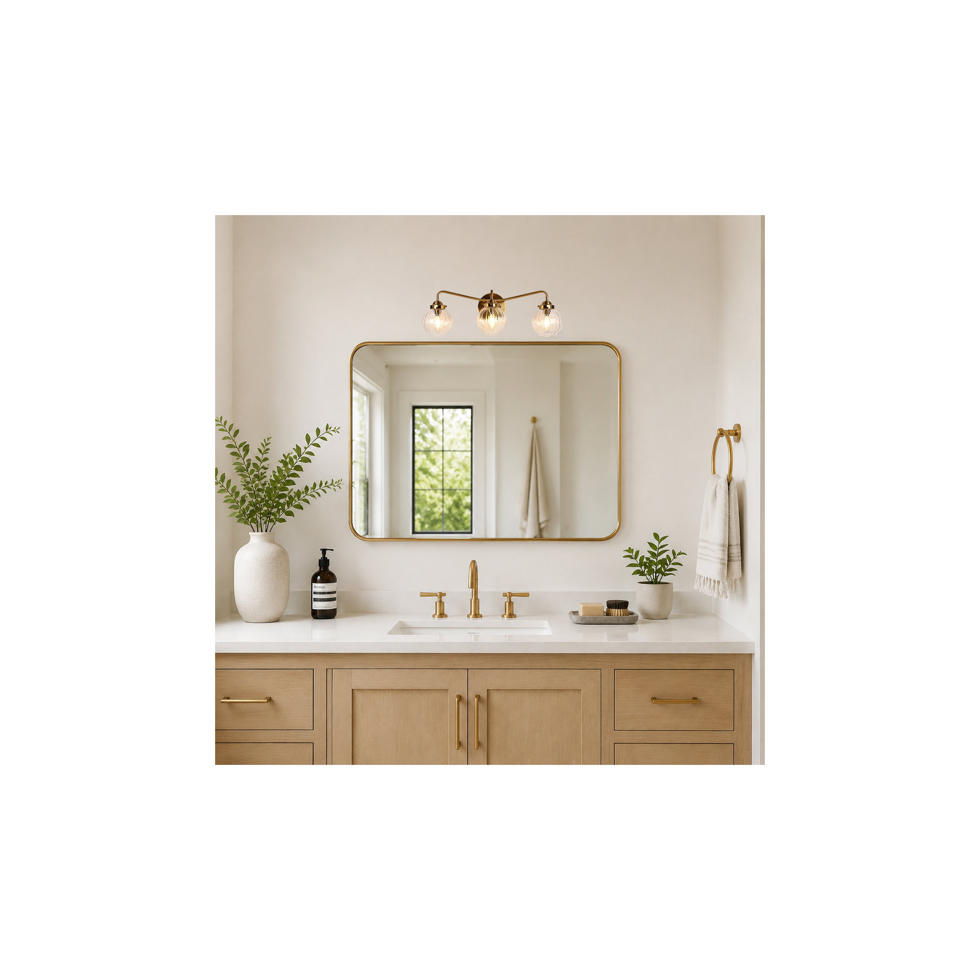 Ulah 3-Light Dimmable Hand-Blown Glass Vanity Light