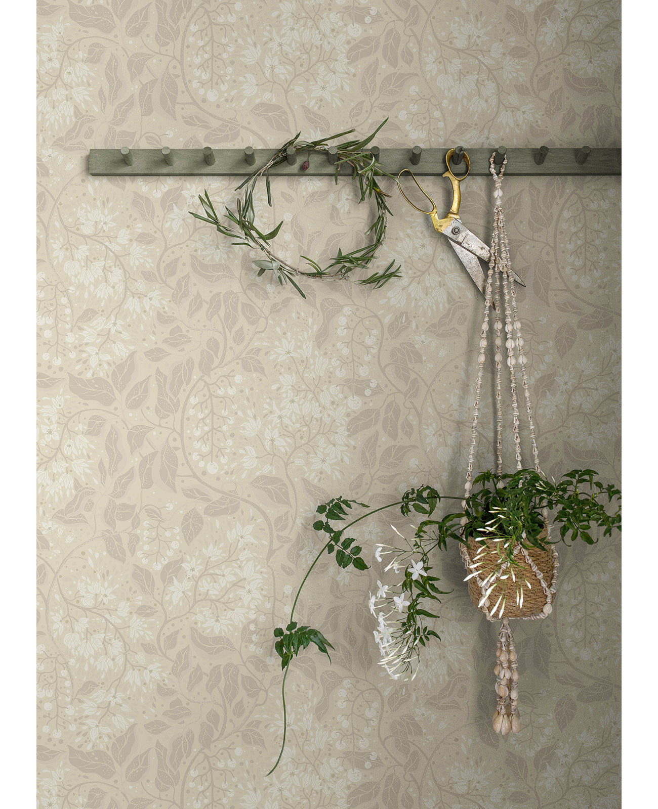 Beachworth Floral Wallpaper, Wheat