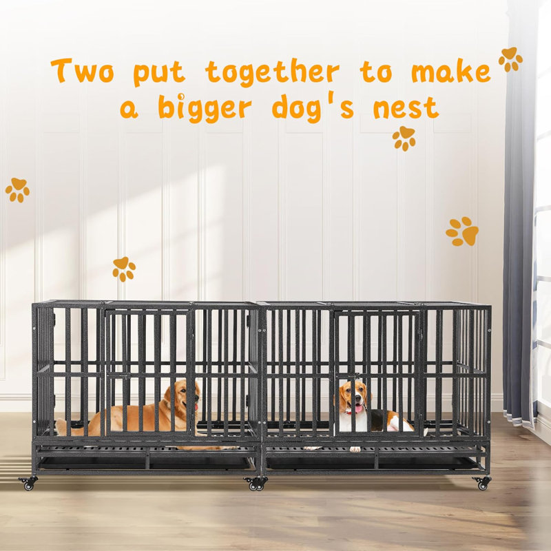 Grande cage robuste pour chien de 38 pouces avec roues verrouillables et plateau amovible