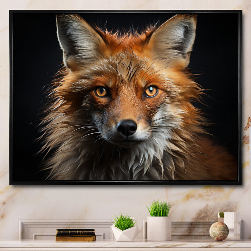 Bethe Fox Portrait - reproduction, H 12 po x l 20 po x P 1 po, Cadre flottant noir