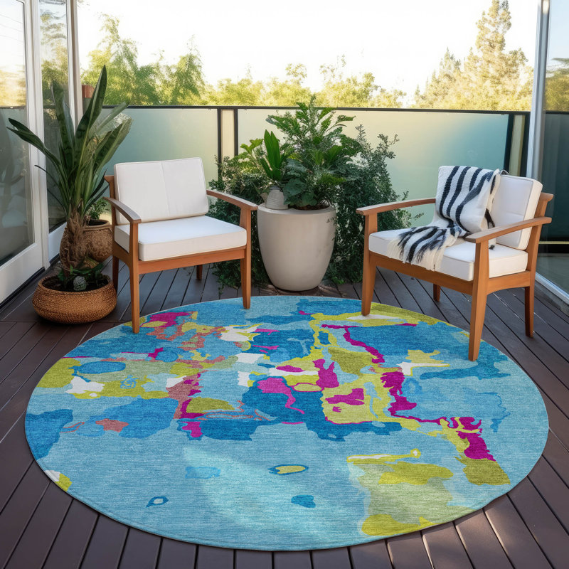  Machine Washable Indoor/Outdoor Chayden ACN1028 Rug, Round 8'