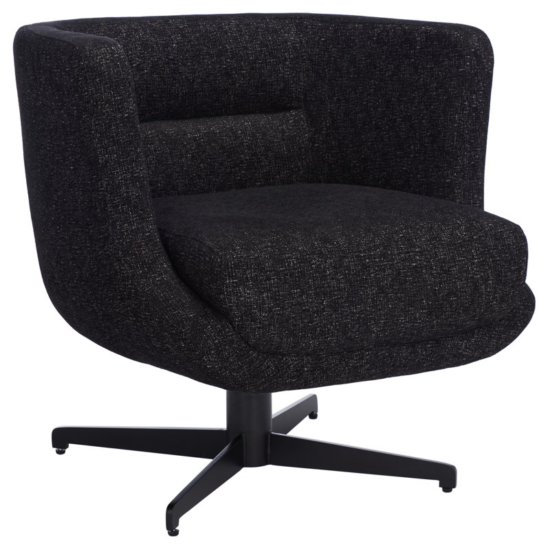 Fauteuil demi-tonneau pivotant de 27,17 po Arnelle, 100% polyester noir