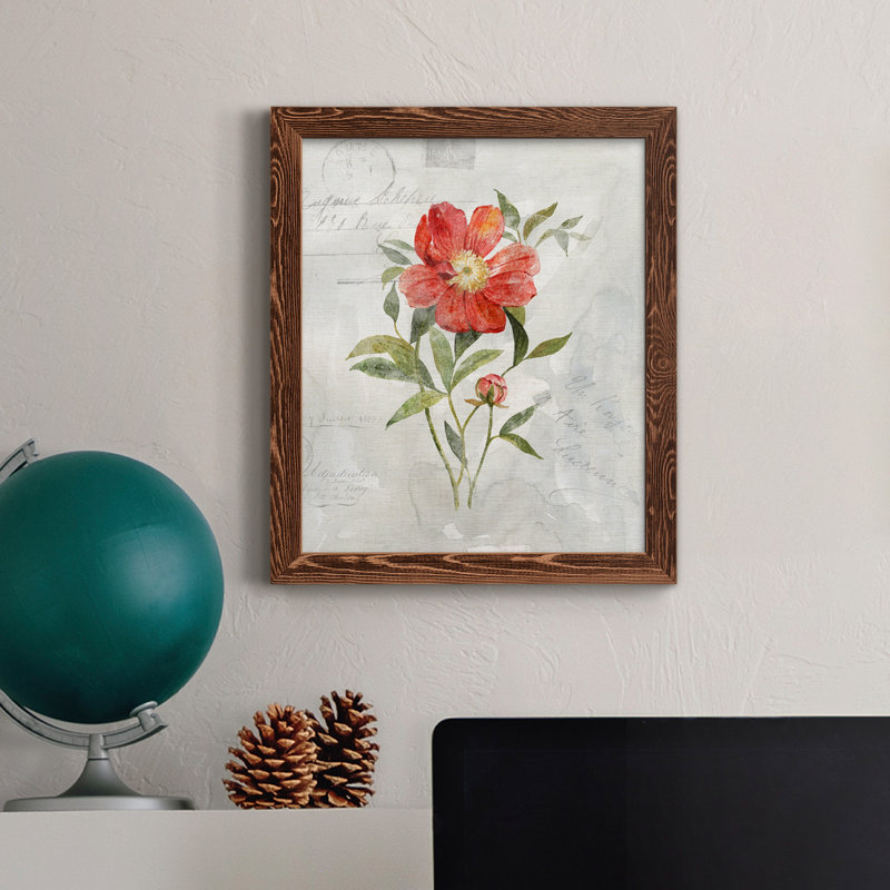 Lin pivoine - peinture sur toile encadrée, Érable, H 44 po x l 31 po x P 1 po
