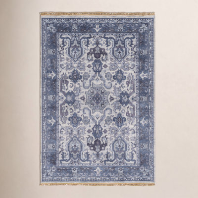 Mulane Navy Hand-Knotted Oriental Wool Rug