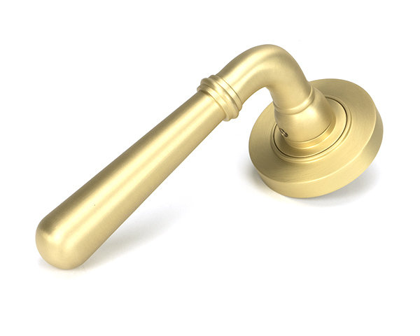 Newbury Interior Mortise Door Handle, Satin Brass