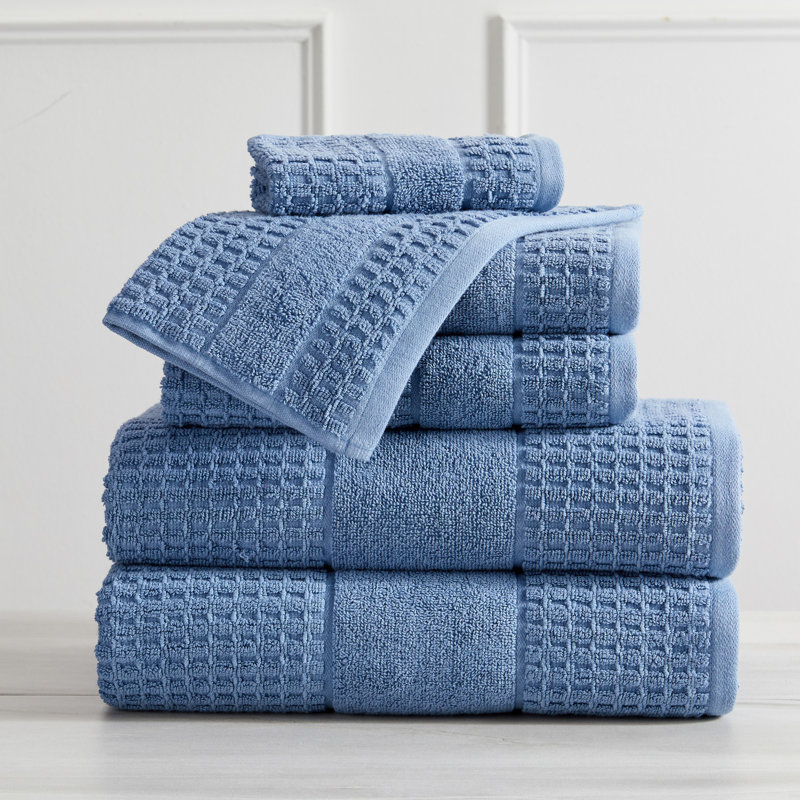 Aneko 100% Cotton Midweight Waffle Mulit-Size Set, Denim Blue