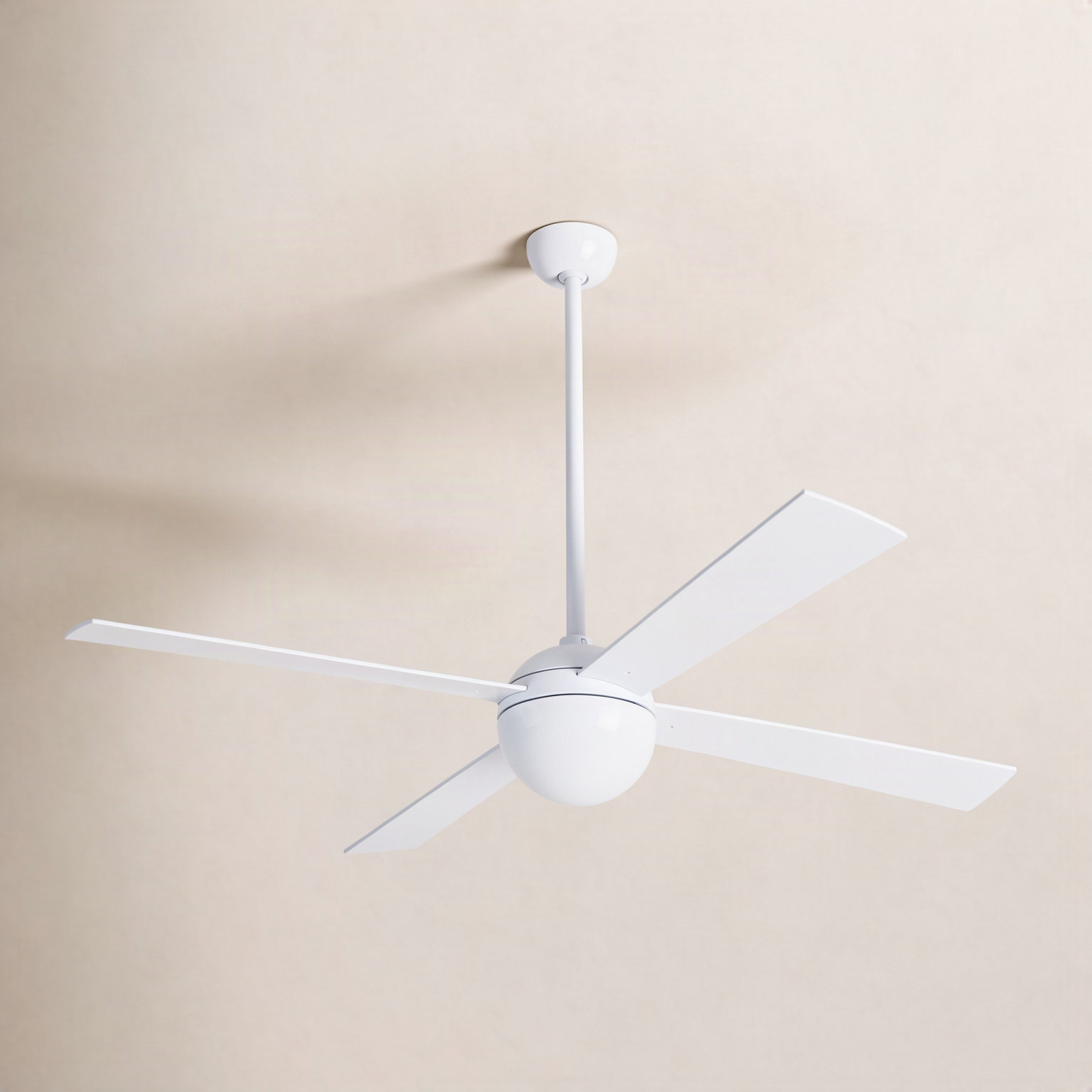 Ball 52" Ceiling Fan, Gloss White, Wall Control with Remote Handset (2-wire), Aluminum