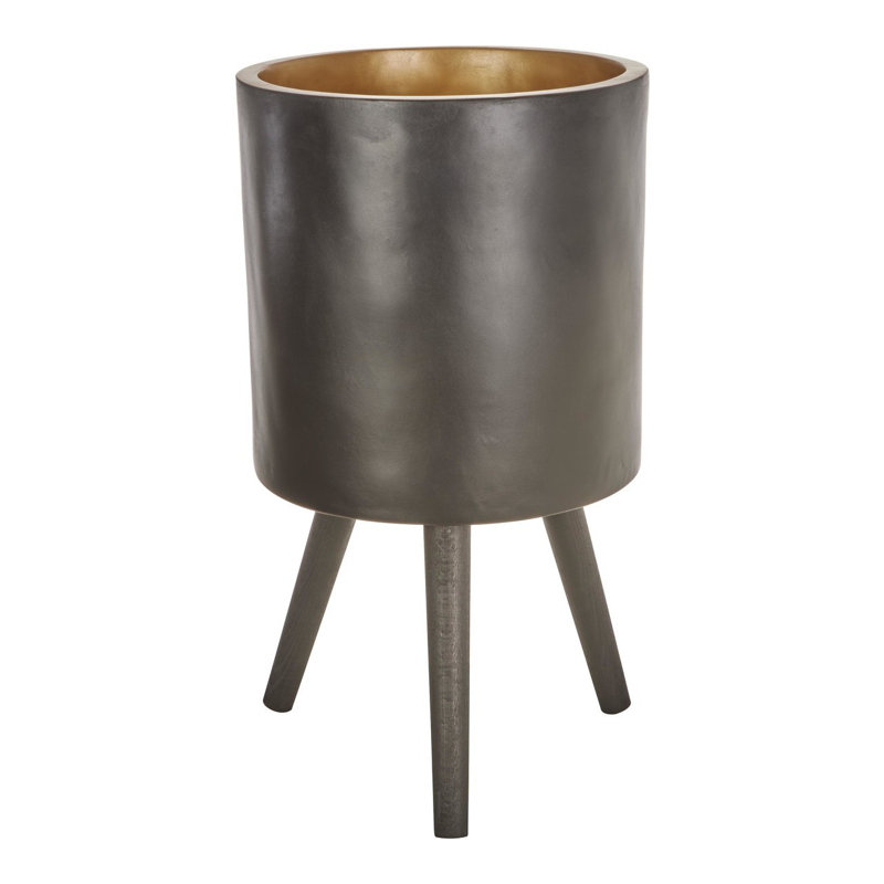 Mondovi Fiberglass Cachepot, Black, 70cm H x 38cm W x 38cm D