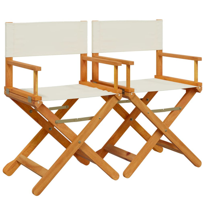 Montclus Folding Garden Chairs Dark Grey Fabric, Cream White