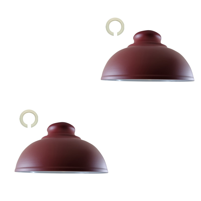 Trabelsi 17cm H Metal Dome Lamp Shade, Burgandy