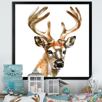 Reindeer Head Animal Portrait - Print on Canvas