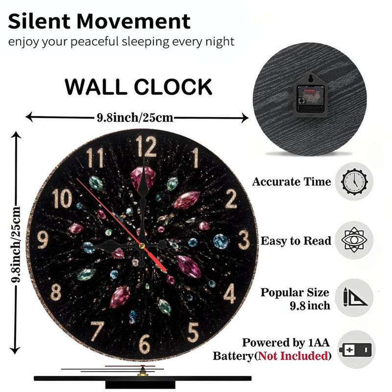 Clock Face With Radiant Gemstones
