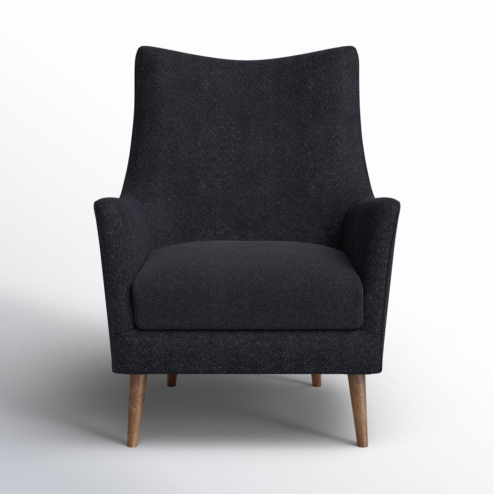 Kronos Wingback Armchair, Charcoal Chevron Wool Blend