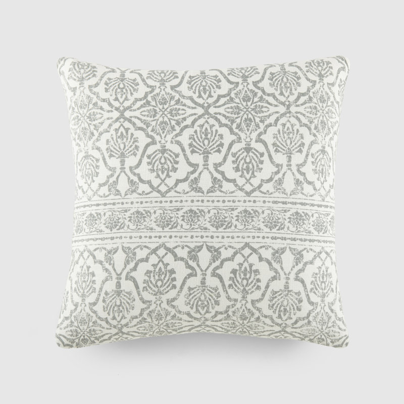 Elegant Patterns Cotton Decor Throw Pillow in Antique Floral, Arctic