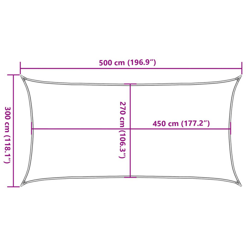 3m x 5m Rectangle Shade Sail