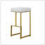 Ensemble de 2 tabourets de bar 31 po en simili cuir avec structure en métal plaqué or, tabouret de comptoir sans dossier pour la salle à manger de cuisine, blanc-1064930429-1064930370