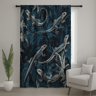 Lizard Window Curtains, Animal Sheer & Blockout Curtains - 1 Panel
