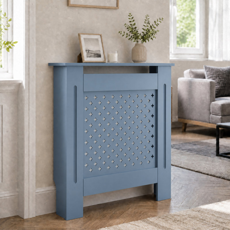 Couvercle de radiateur en panneau de fibres à densité moyenne, armoire chauffante décorative à panneau perforé avec tablette supérieure, housse de chauffage pour la maison facile à assembler
