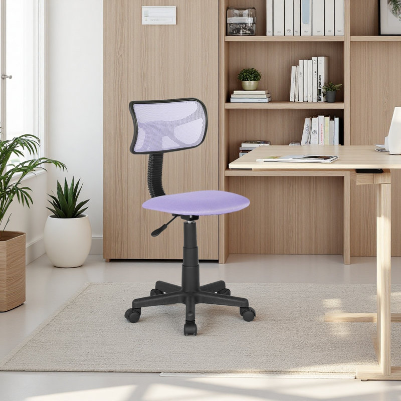 Chaise de bureau pivotante en filet à dossier bas avec réglage de la hauteur, Mauve