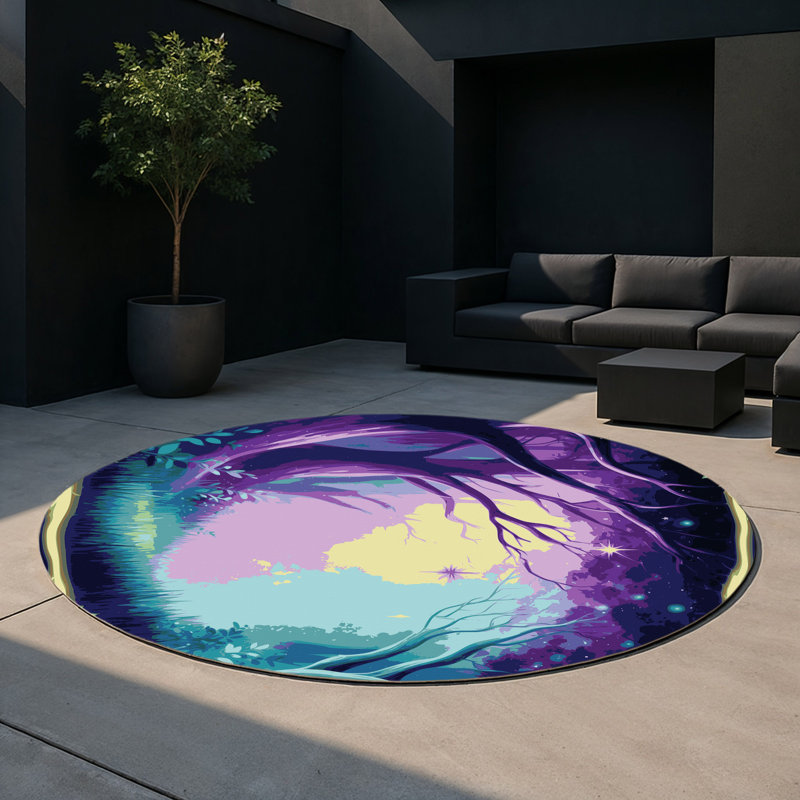 Eclipsed Meadow Indoor And Outdoor Area Rug, Round 5'